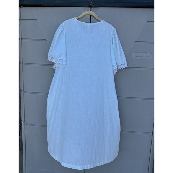 VTG Komar House Coat Robe Pale Blue Textured Light Weight Button Front L READ - Picture 5 of 13